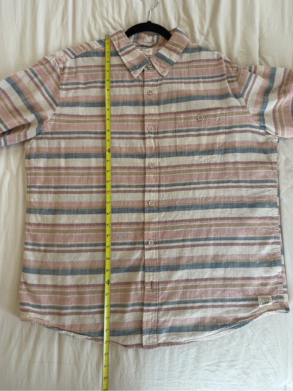 Weatherproof Men’s Striped Button-Down Shirt in Mauve, Blue & Cream